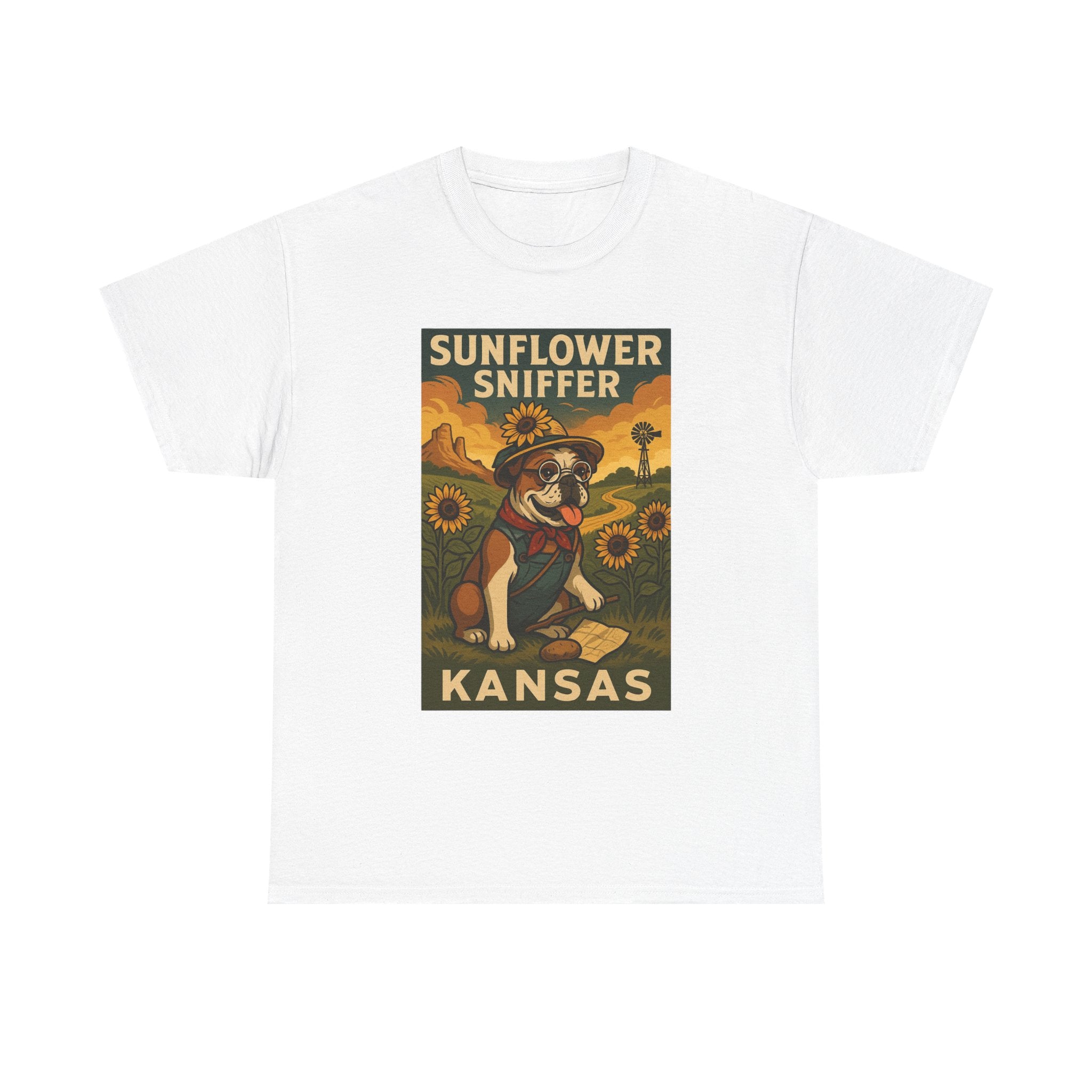 Kansas Sunflower Sniffer Unisex Heavy Cotton Tee Dog Lovers Apparel