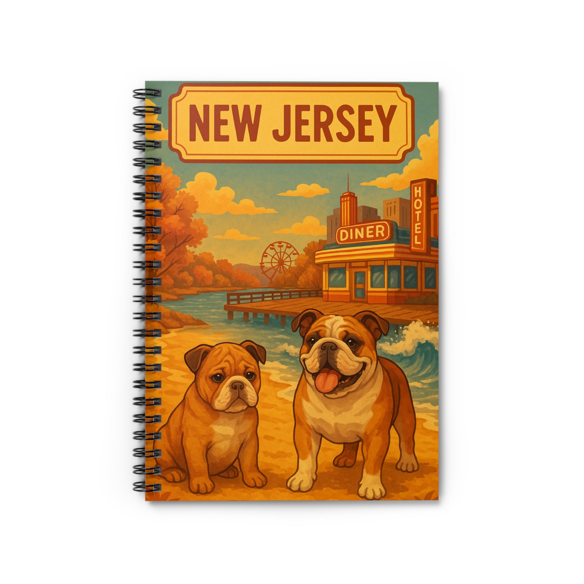 Beach Vibes Spiral Notebook | Cute Dog Journal, Travel Planner, Gift for Pet Lovers, Coastal Decor, New Jersey Theme