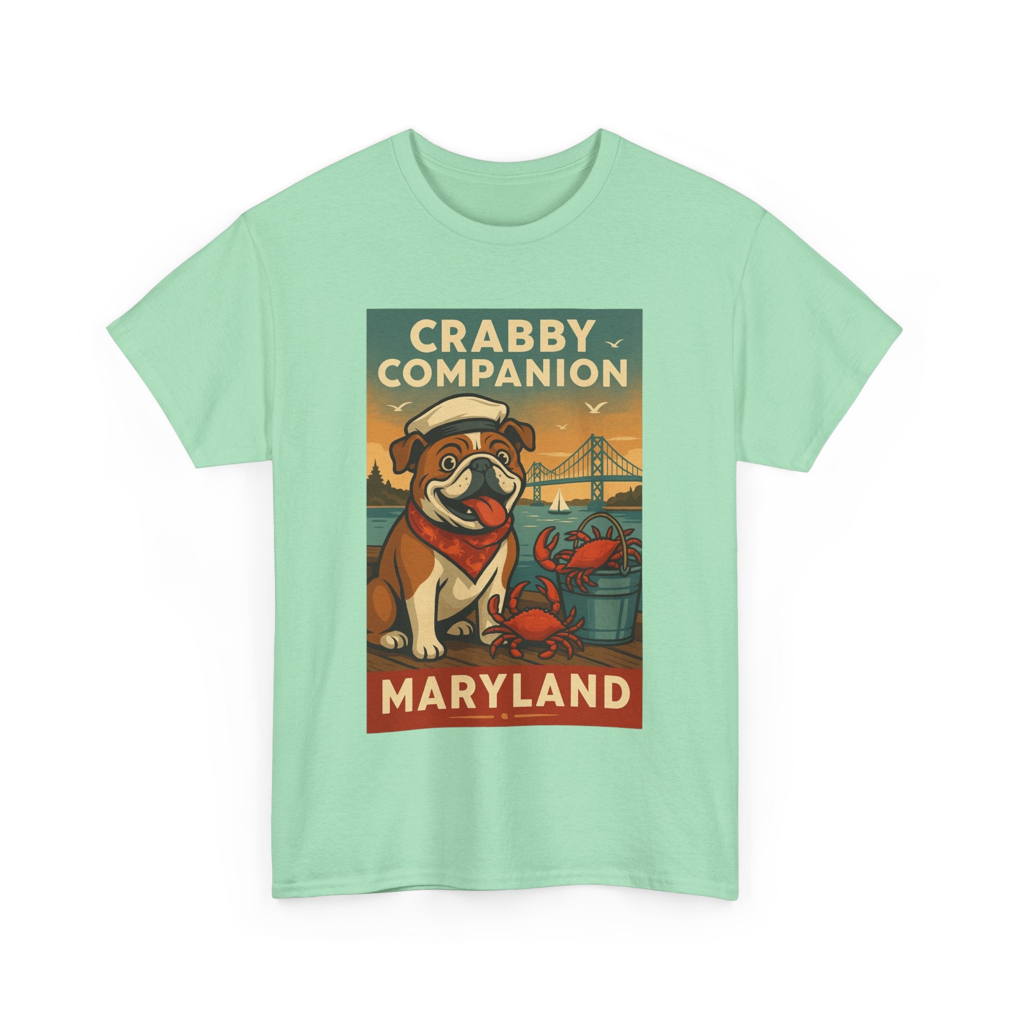 Crabby Maryland Companion Unisex Heavy Cotton Tee Fun Coastal Pet Design