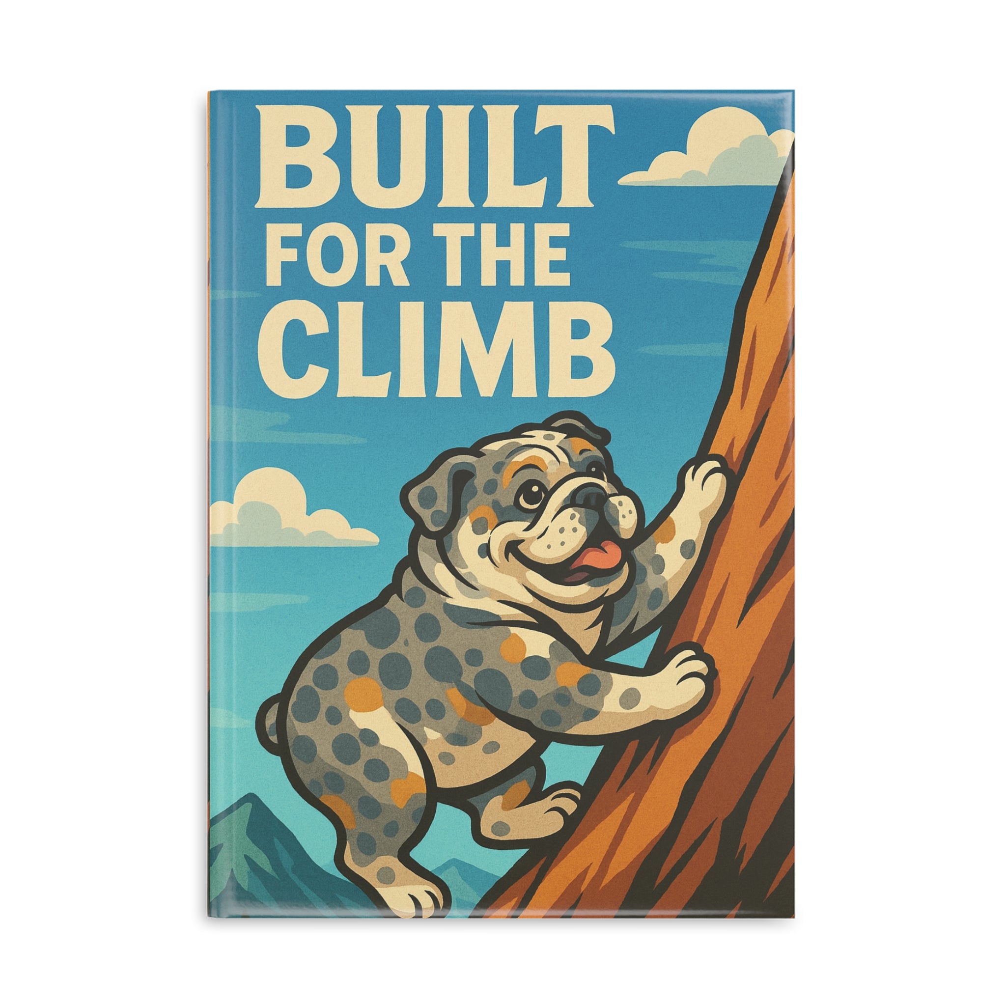 Bulldog Climbing Hardcover Notebook | Cute Dog Journal, Gift for Dog Lovers, Hiking Journal, Unique Stationery, Office Supplies