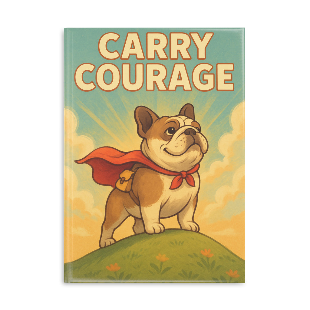 Courageous Pooch Hardcover Notebook, Inspirational Journal, Pet Lover Gift, Cute Dog Stationery, Courage Quote Notepad