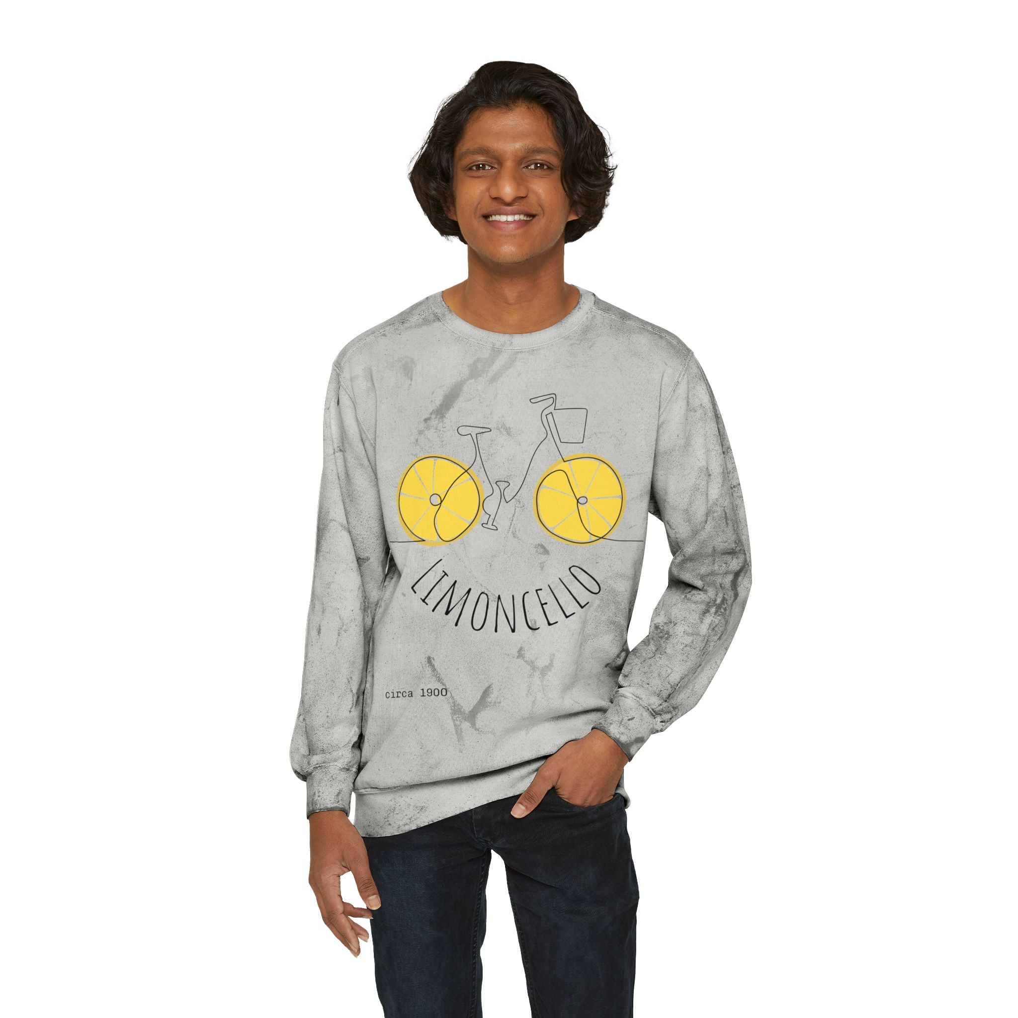 Limoncello Bicycle Crewneck Sweatshirt | Yellow Tie-Dye