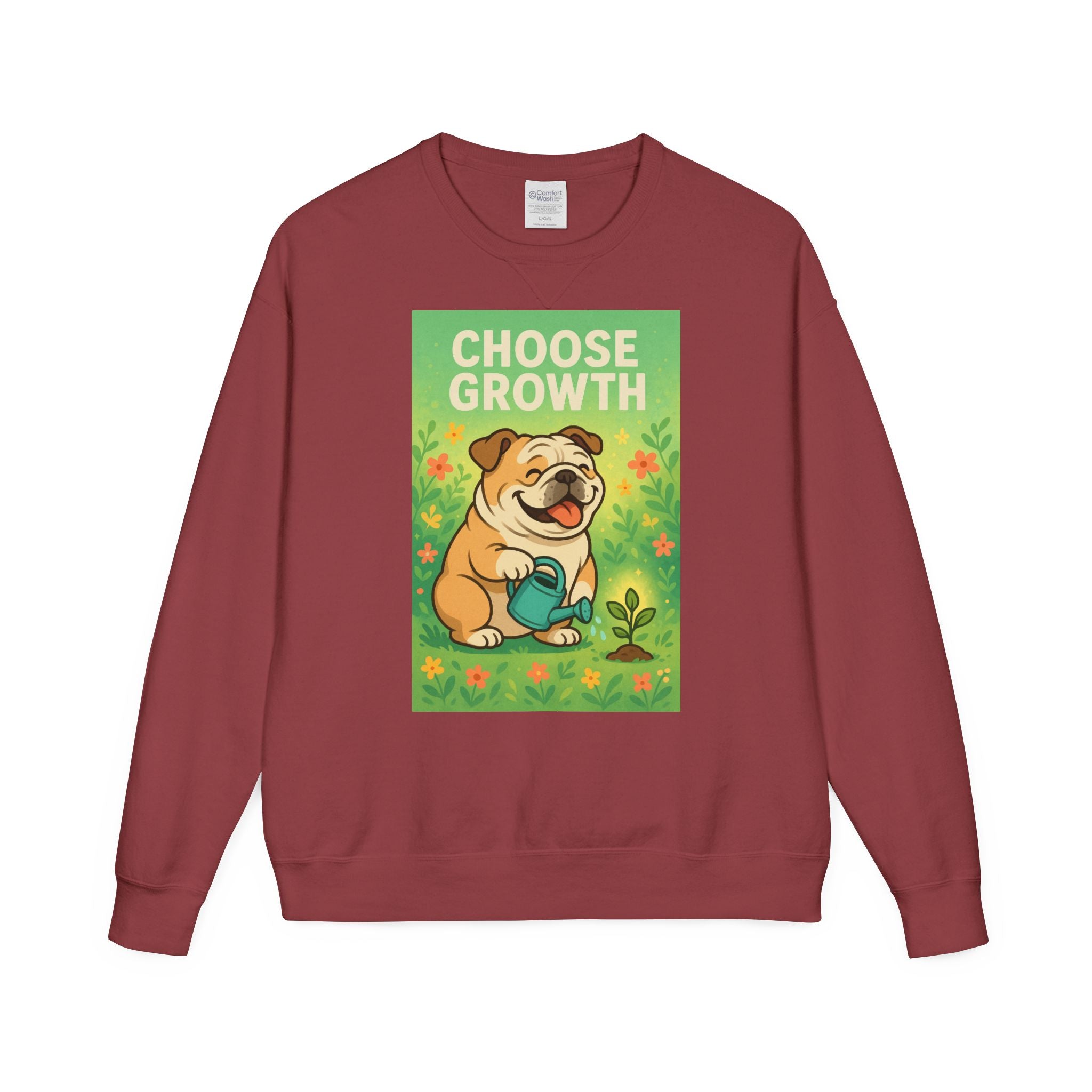 Choose Growth English Bulldog Sweatshirt, Cute Dog Sweater, Positive Vibe Apparel, Gift for Dog Lovers, Cozy Crewneck