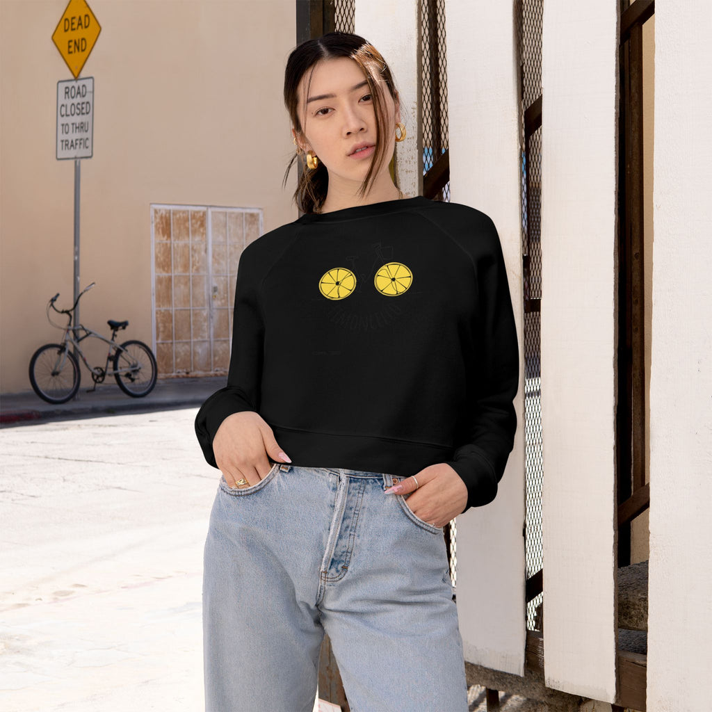 Lemon Eyes smiley Pullover | cropped fleece black