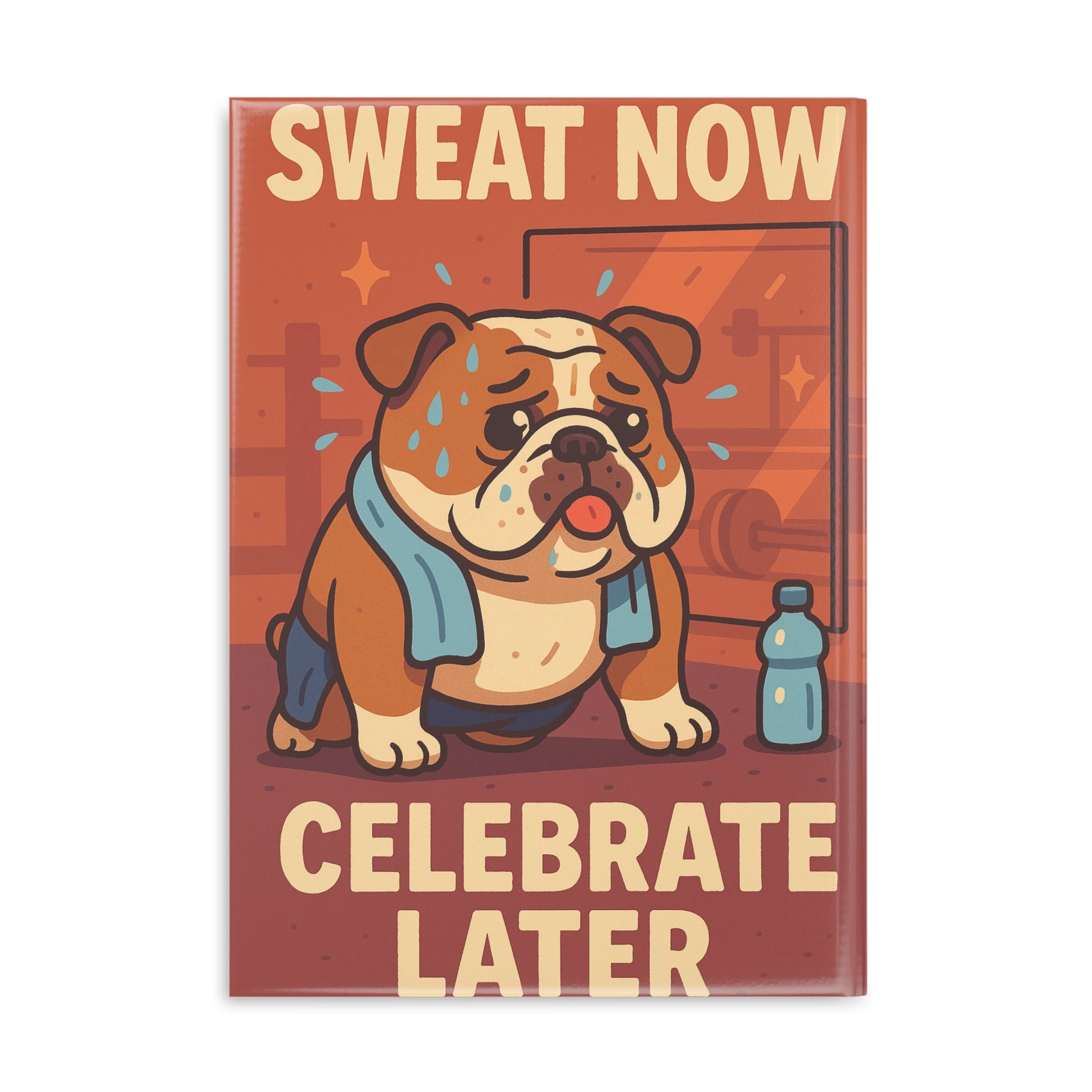 Motivational Hardcover Notebook, Cute Bulldog Journal, Fitness Planner, Workout Log, Gift for Athletes, Gym Lovers