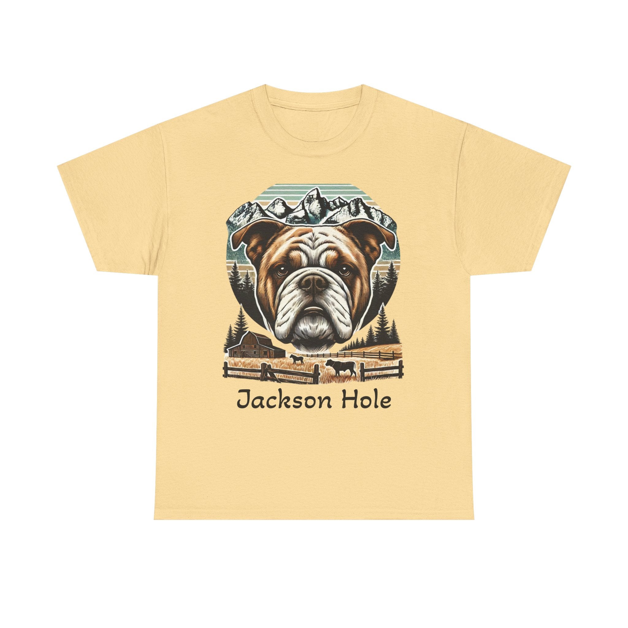 Jackson Hole Bulldog Unisex Tee Cozy Outdoor Vibes, Nature Lover Gift, Casual Wear, Vintage Style, Great for Adventures