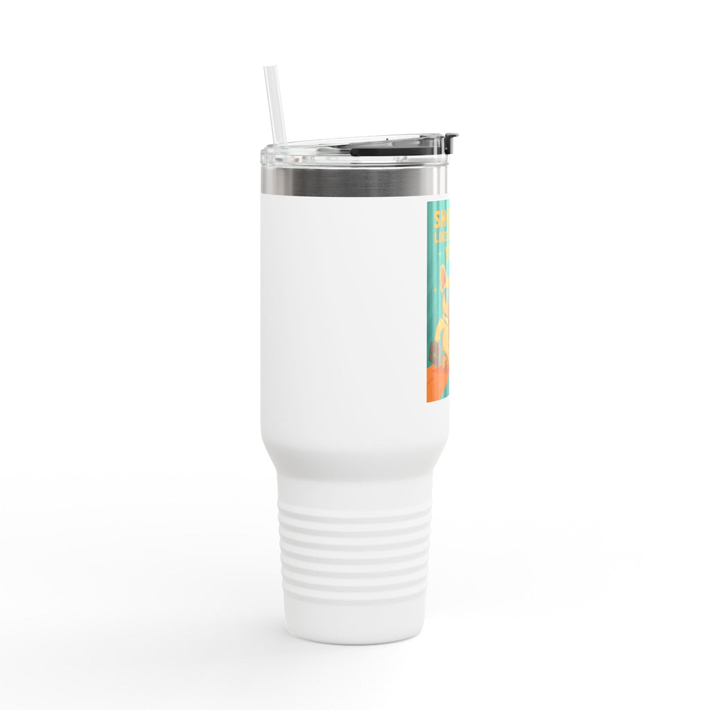 Show Up Like It is Already Yours Frenchie Insulated Travel Mug, 40oz,Motivational Mug,Gift for Coffee Lovers,Travel Tumbler,Holiday Gift