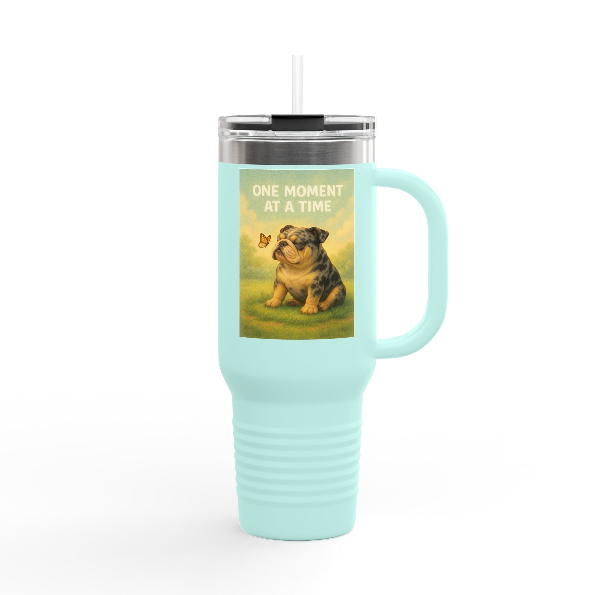 Merle English Bulldog Insulated Travel Mug, Unique Gift for Dog Lovers, Large Travel Tumbler, Cute Pet Coffee Cup, Animal Lover Gift