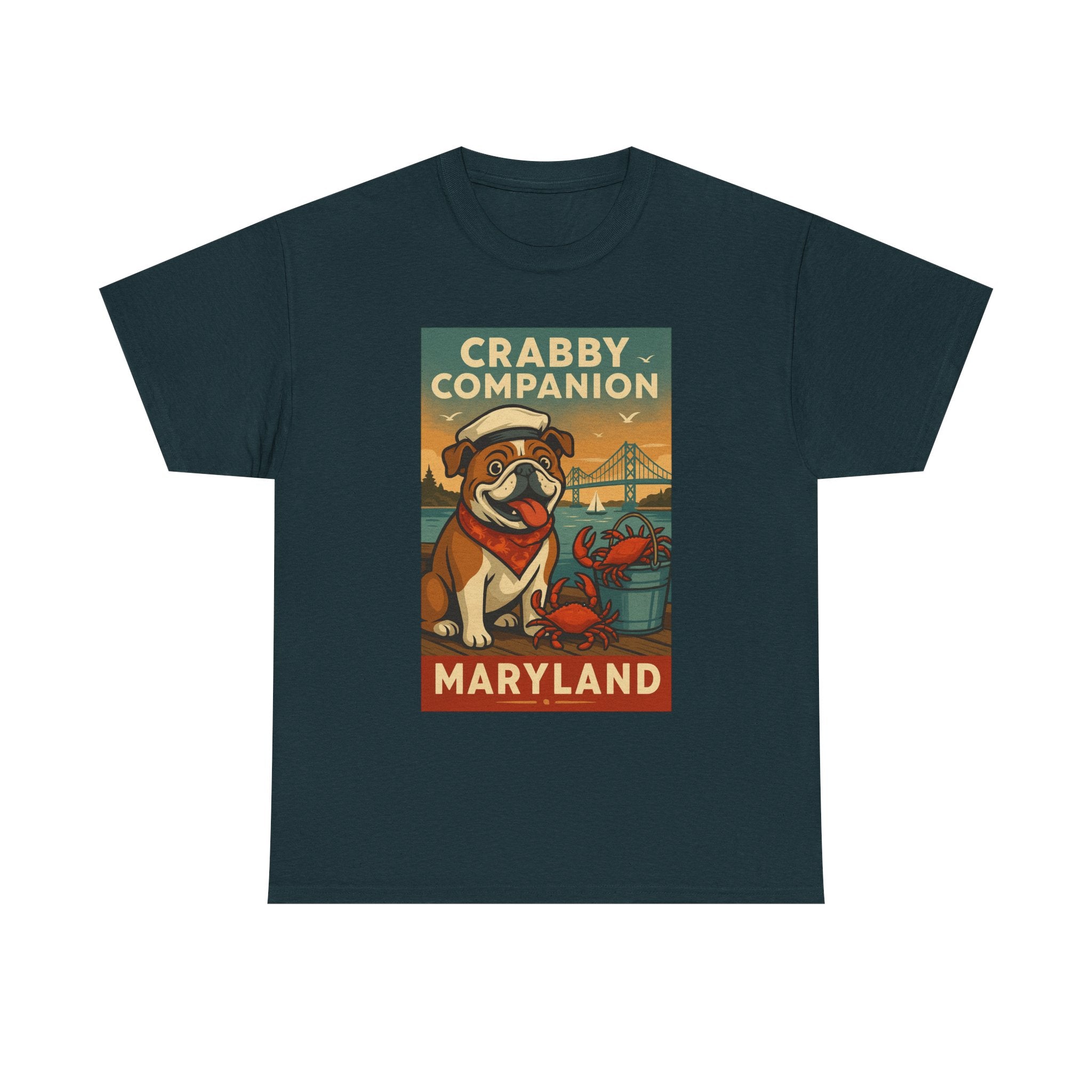 Crabby Maryland Companion Unisex Heavy Cotton Tee Fun Coastal Pet Design