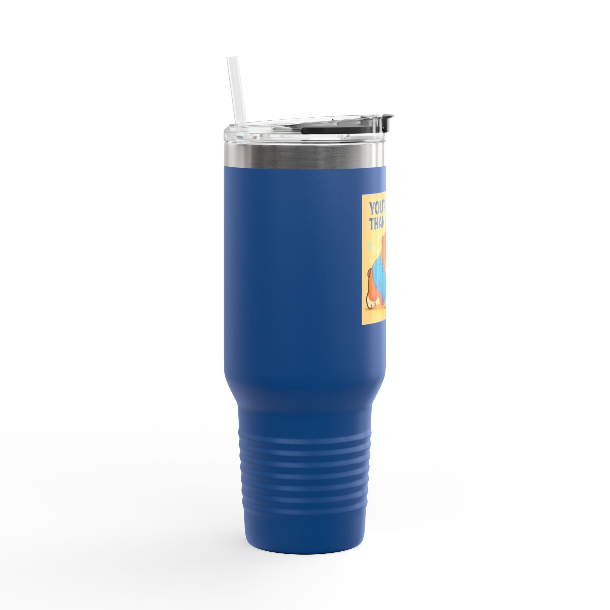 Motivational English Bulldog Insulated Travel Mug, 40oz - Perfect for Coffee Lovers, Travel, Fitness, Gift for Friends, Inspirational Mug