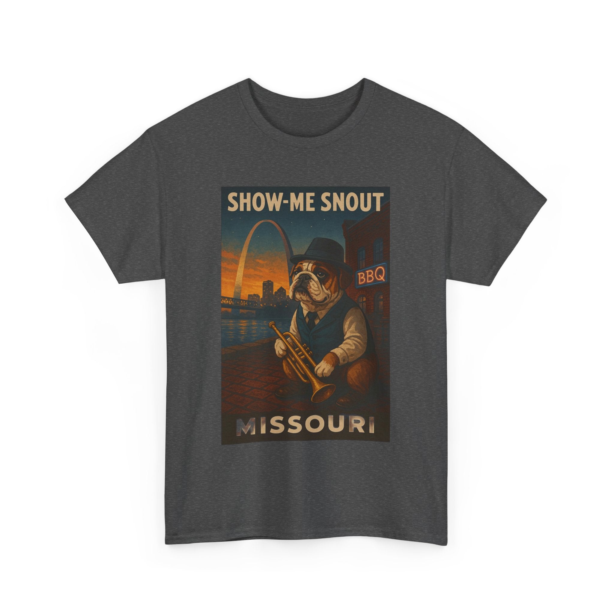 Show-Me Snout Missouri Unisex Heavy Cotton Tee -BBQ Lovers and Music Enthusiasts