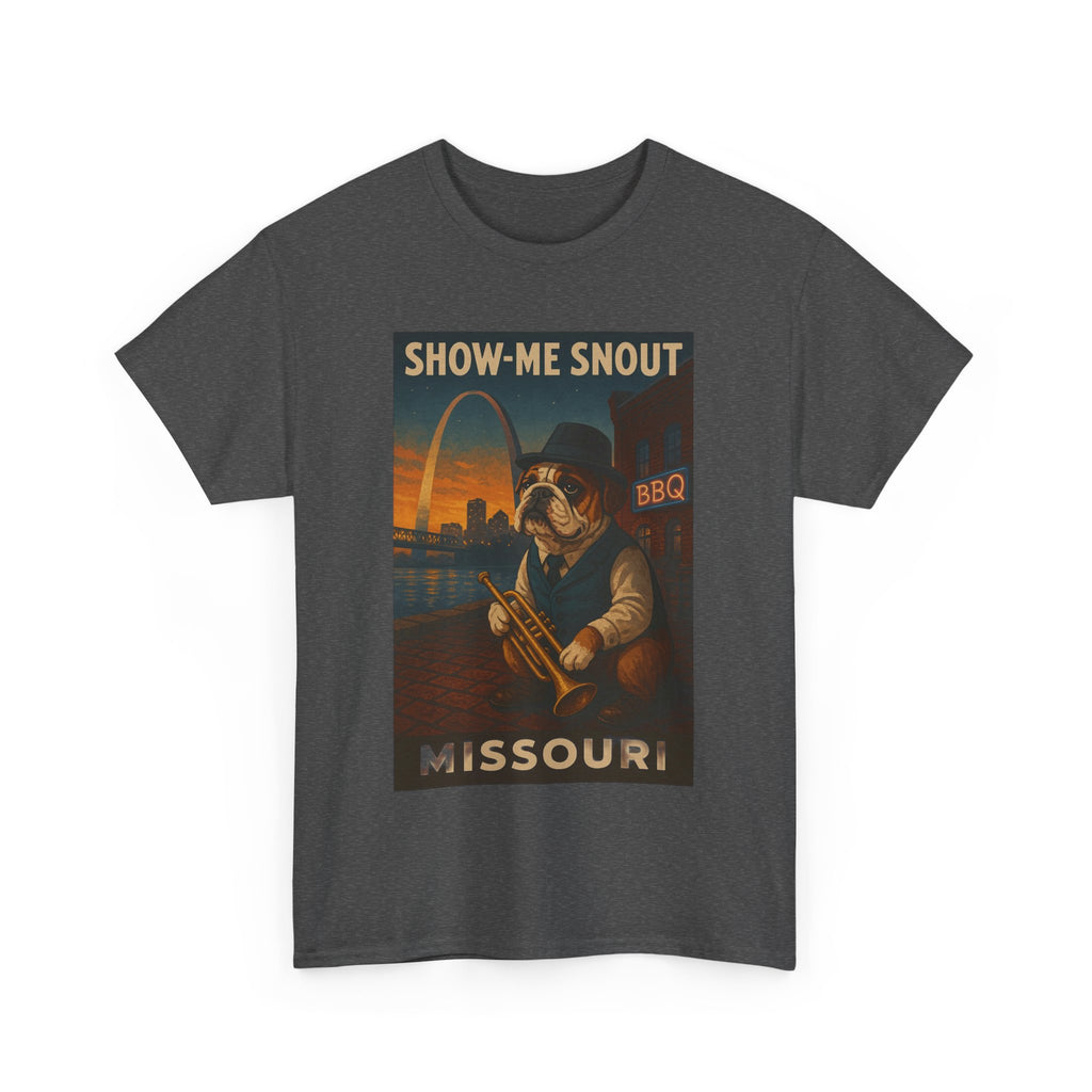 Show-Me Snout Missouri Unisex Heavy Cotton Tee -BBQ Lovers and Music Enthusiasts