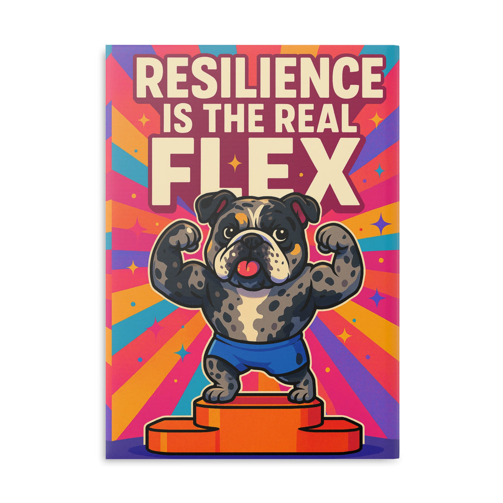 Resilience is the Real Flex Notebook, Motivational Journal, Empowering Gifts for Dog Lovers, Cute Pet Stationery, Vibrant Office Decor