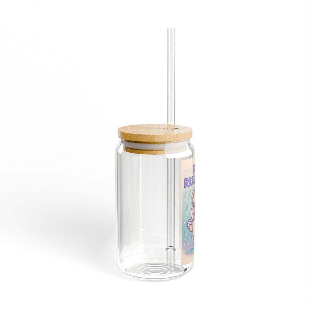 Stay Relentless 16oz Sipper Glass – Cute Motivational Puppy Tumbler with Straw