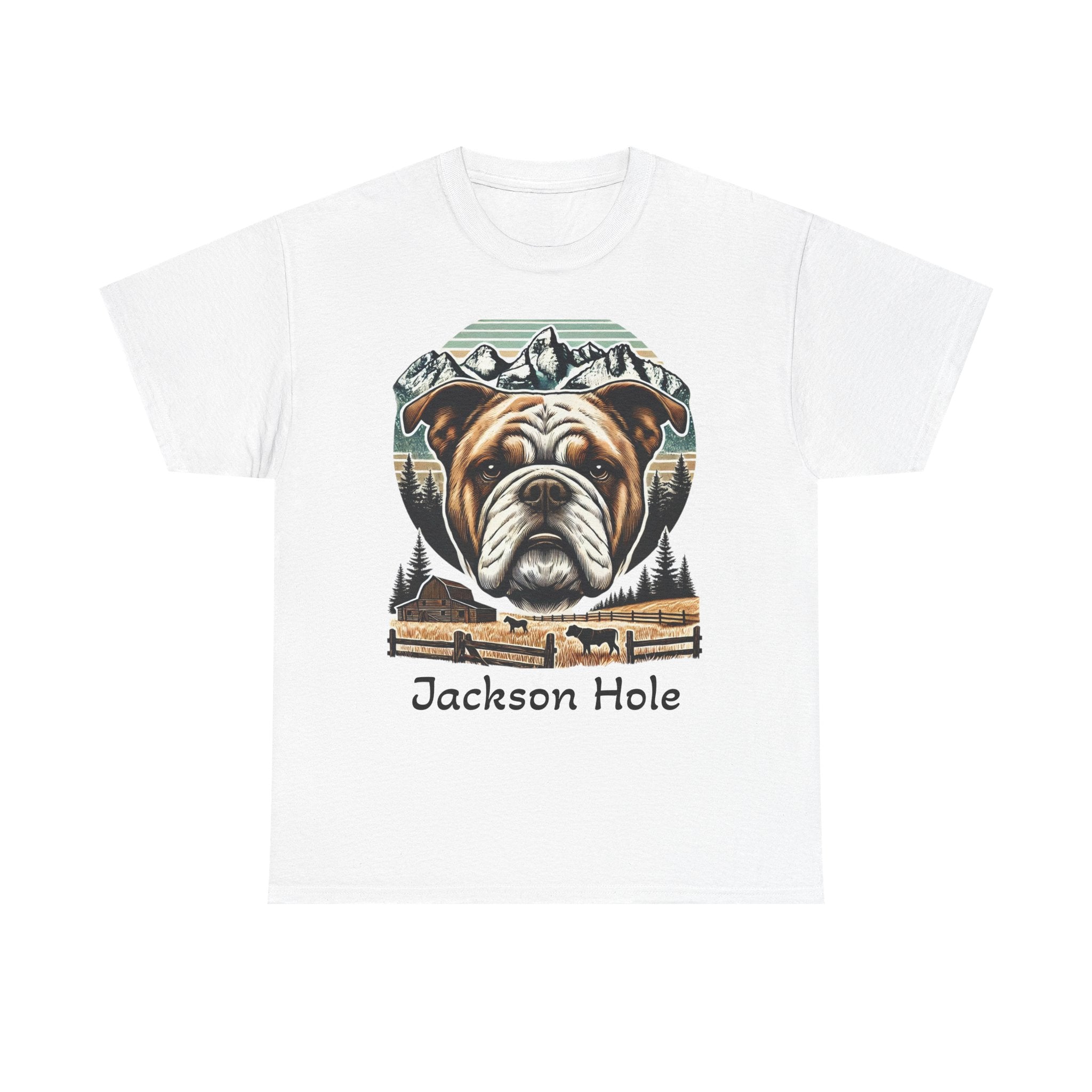 Jackson Hole Bulldog Unisex Tee Cozy Outdoor Vibes, Nature Lover Gift, Casual Wear, Vintage Style, Great for Adventures