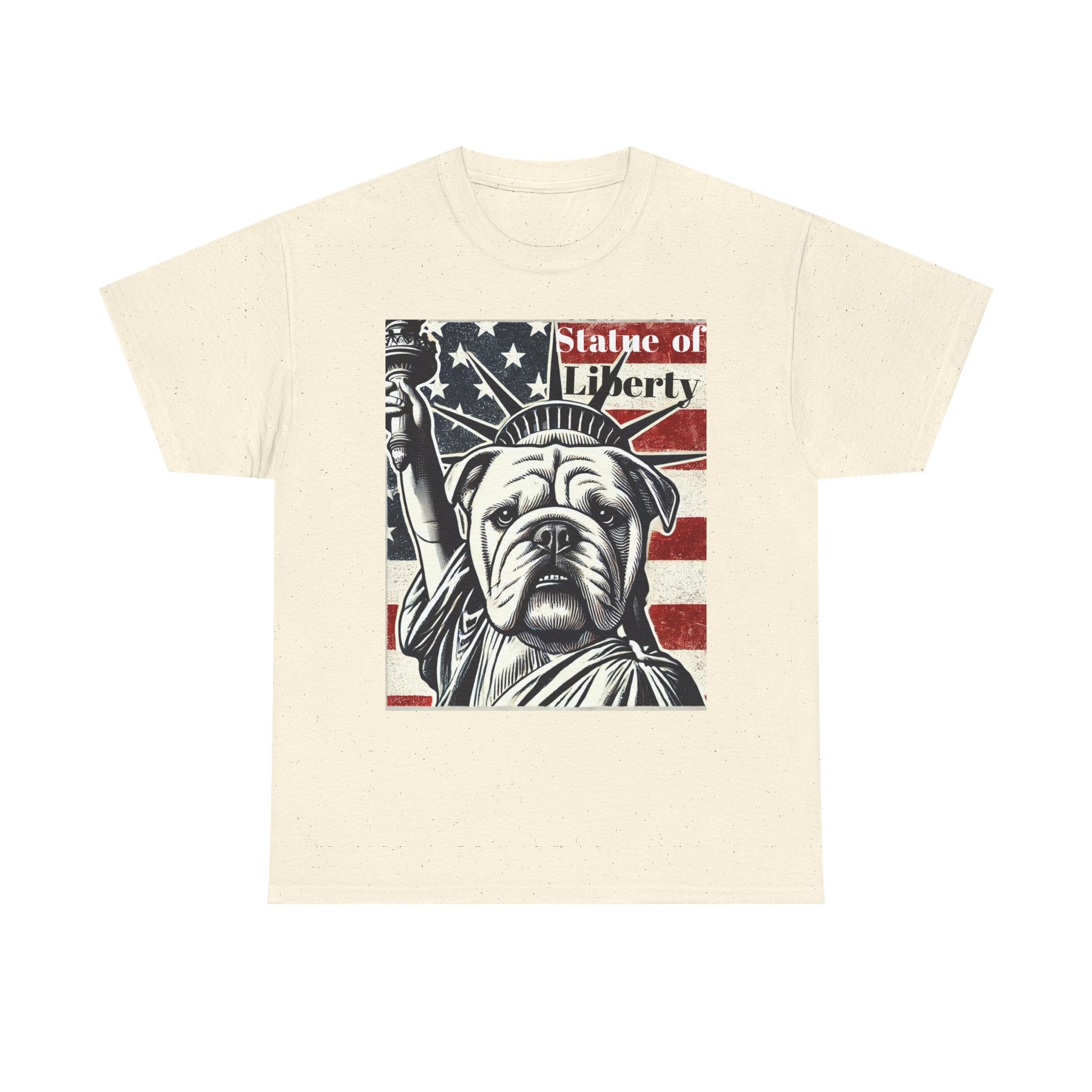 Patriotic Bulldog Tee - Statue of Liberty Design