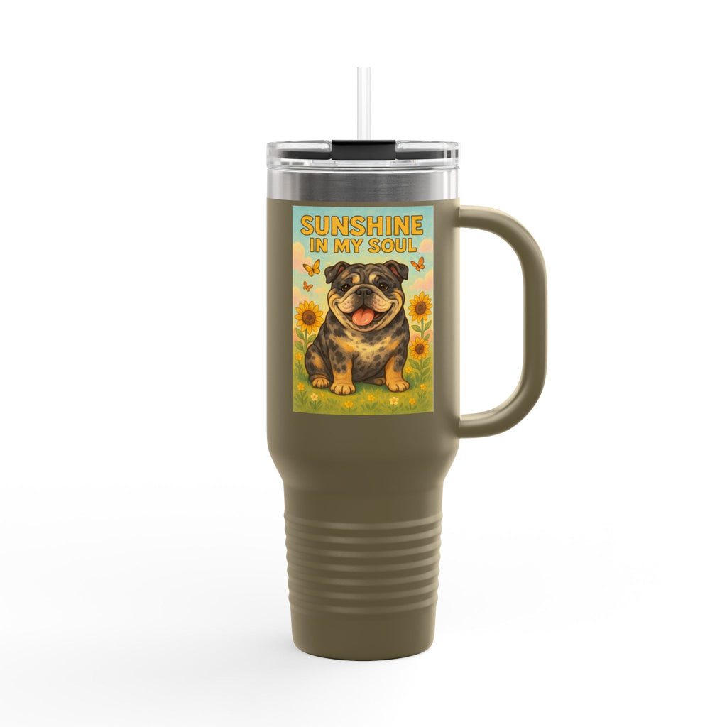 Sunshine in My Soul Travel Mug, Insulated Mug for Coffee Lovers, Funny Dog Travel Coffee Cup, Perfect Gift for Bulldog Lovers