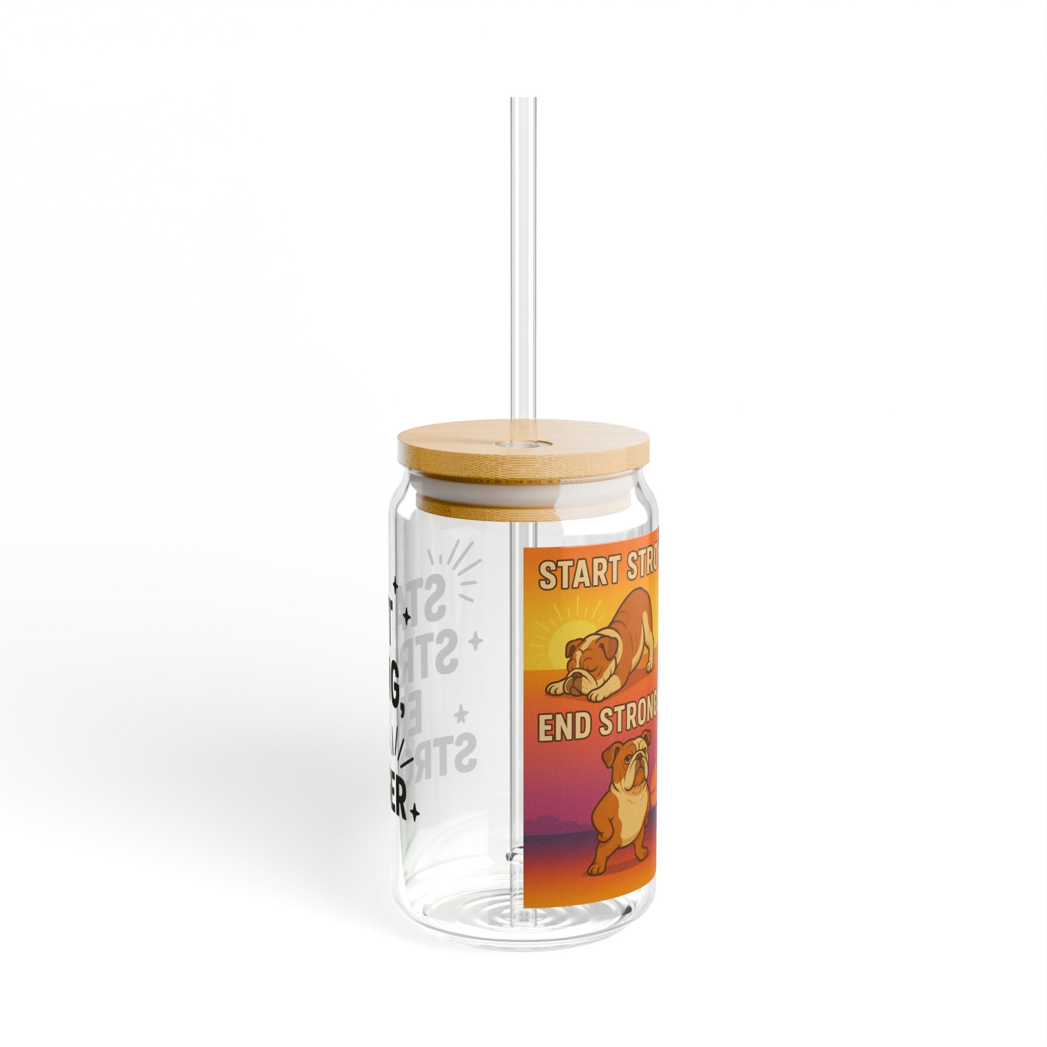 Motivational Sipper Glass, Workout Hydration Jar, Fitness Gift, Gym Accessory, Inspirational Drinkware, Unique Home Decor