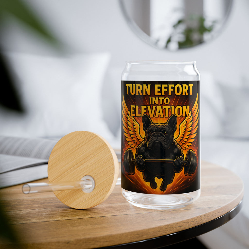 Motivational Gym Sipper Glass “Turn Effort Into Elevation” 16oz