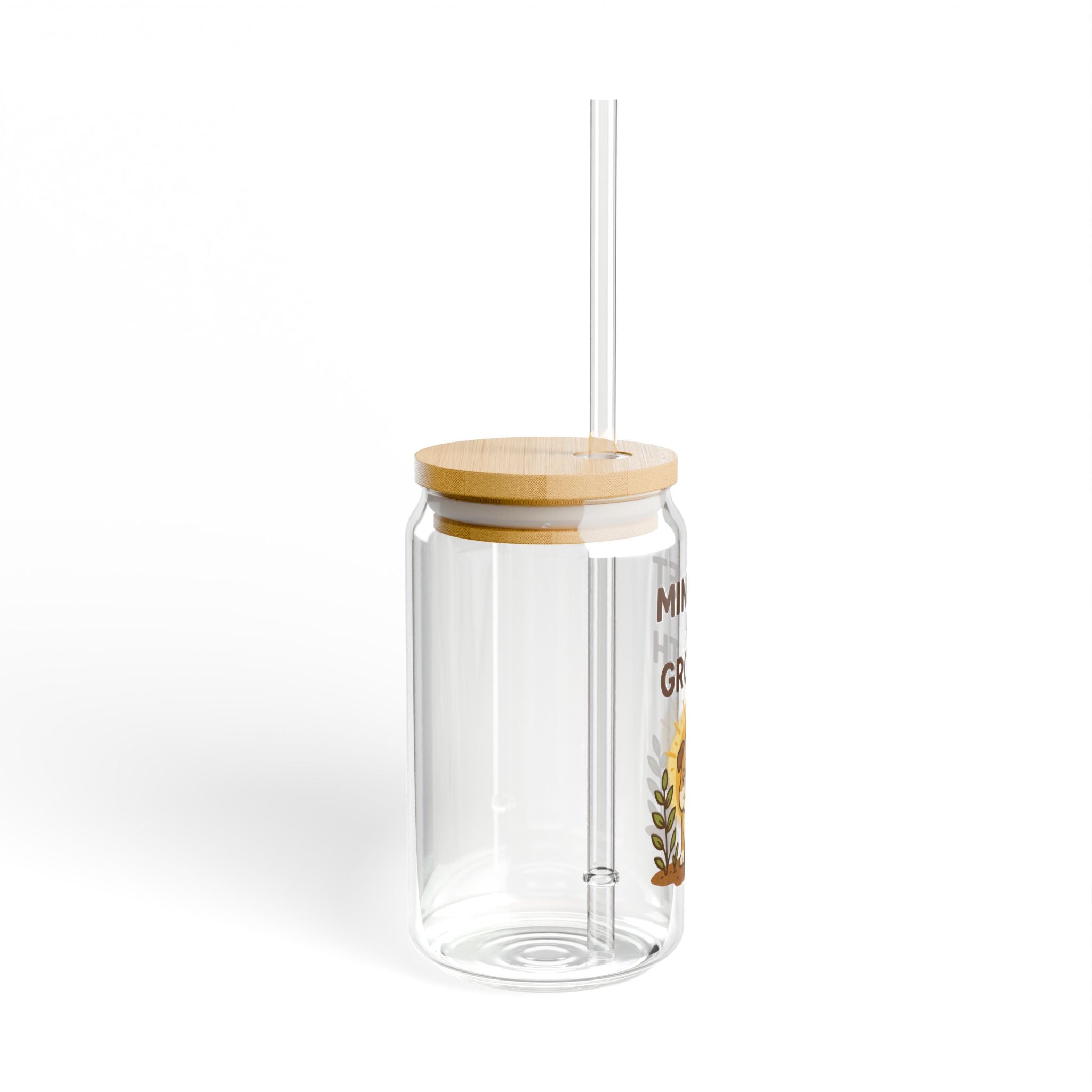 Mindset & Growth 16oz Sipper Glass - Cute Corgi Motivational Tumbler with Straw