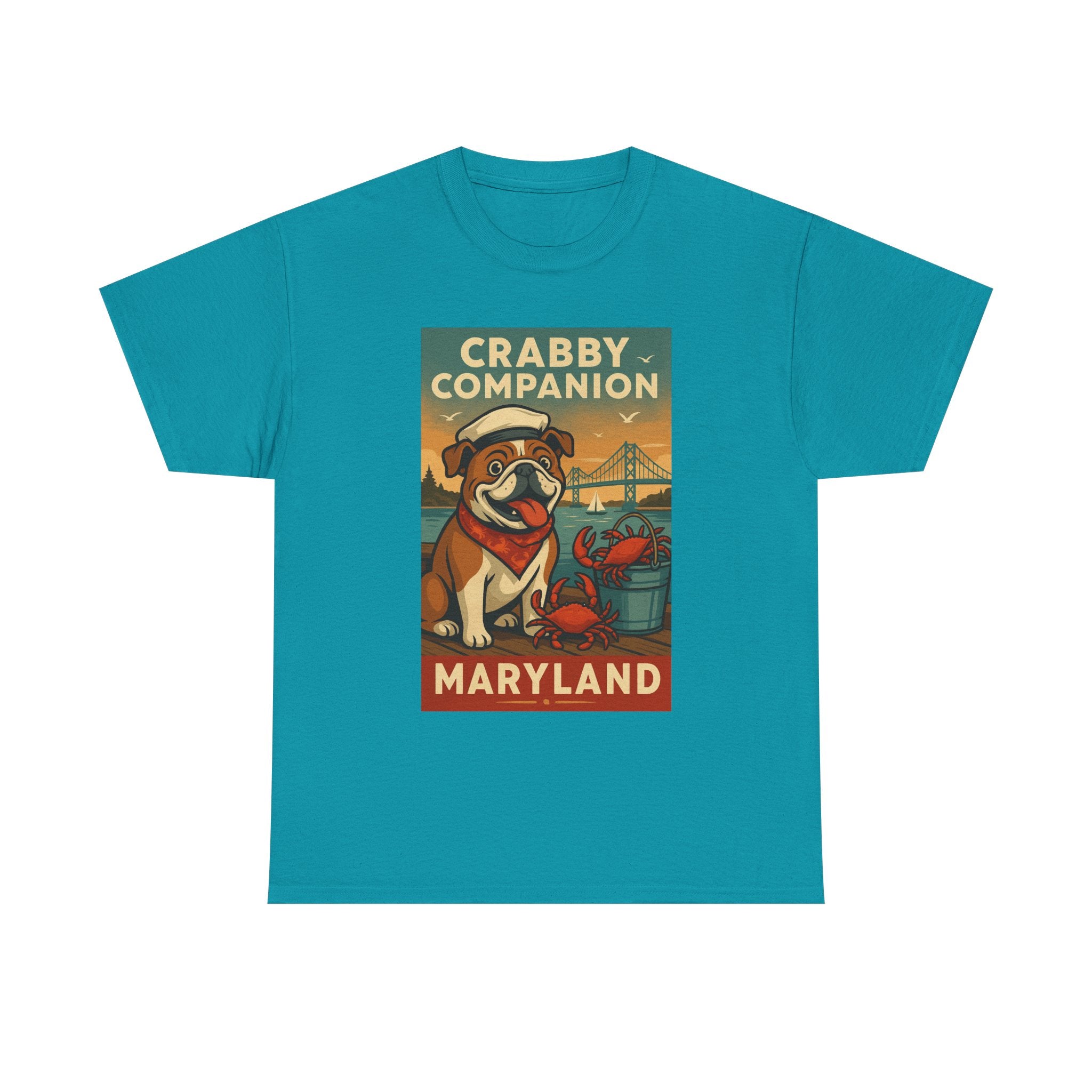 Crabby Maryland Companion Unisex Heavy Cotton Tee Fun Coastal Pet Design