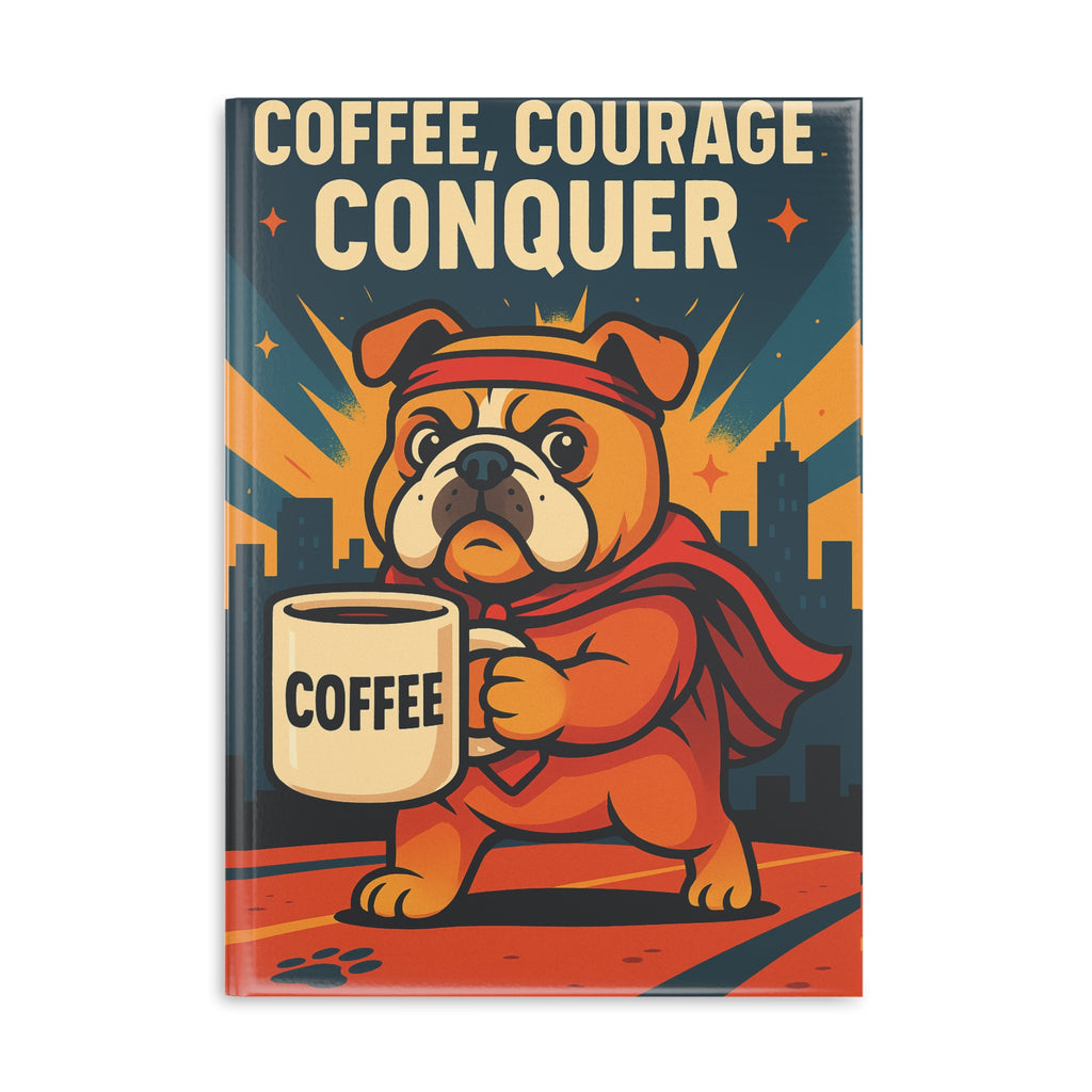 Superhero Dog Hardcover Notebook - Coffee Courage Conquer Journal, Cute Gift for Pet Lovers, Inspirational Diary, Perfect for Planning