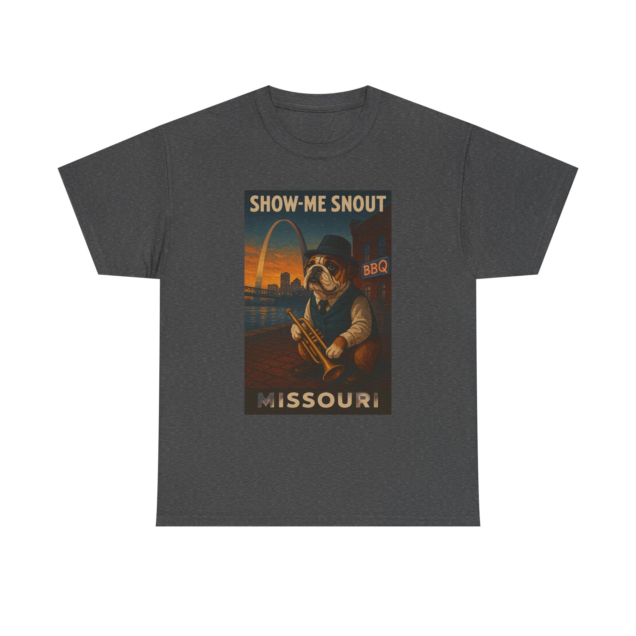 Show-Me Snout Missouri Unisex Heavy Cotton Tee -BBQ Lovers and Music Enthusiasts