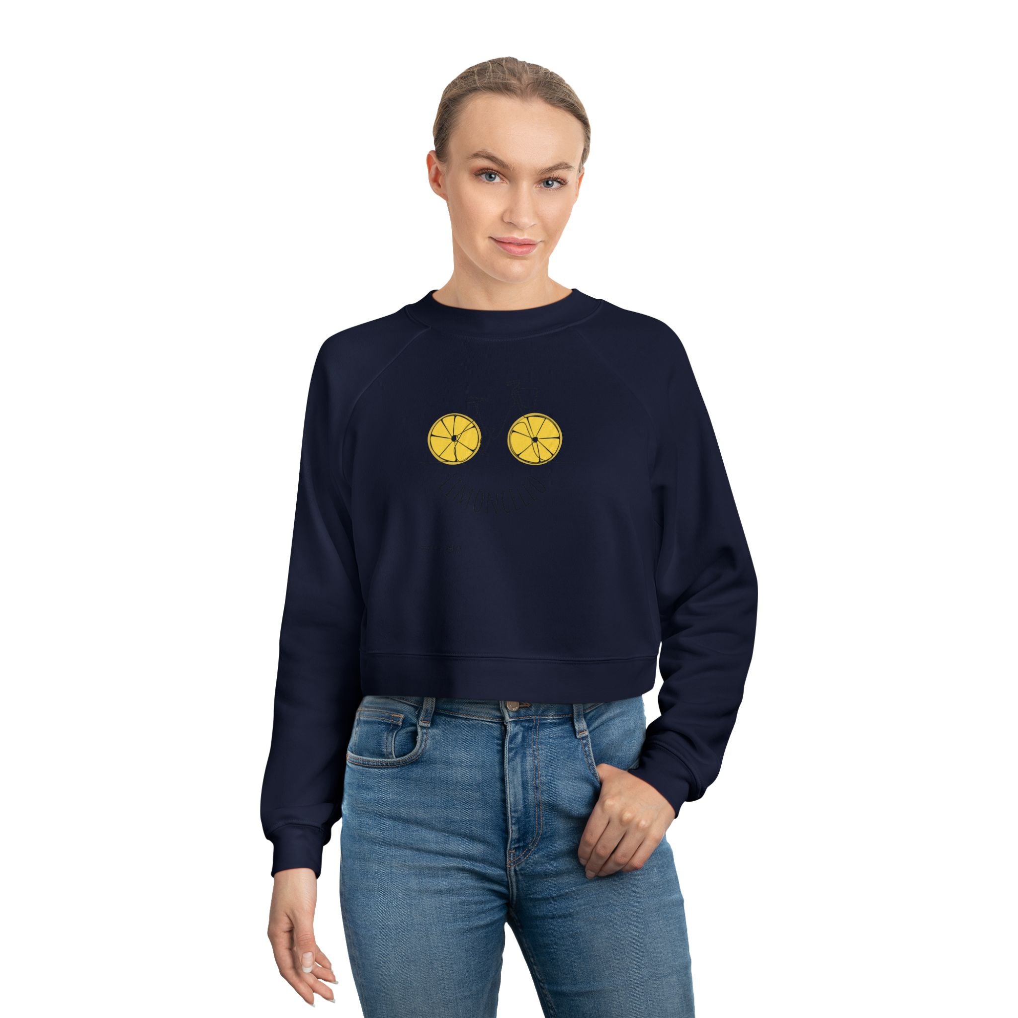 Lemon Eyes smiley Pullover | cropped fleece black