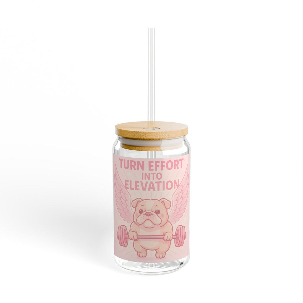 Sipper Glass 'Turn Effort Into Elevation' Bulldog Weightlifting Tumbler, 16oz