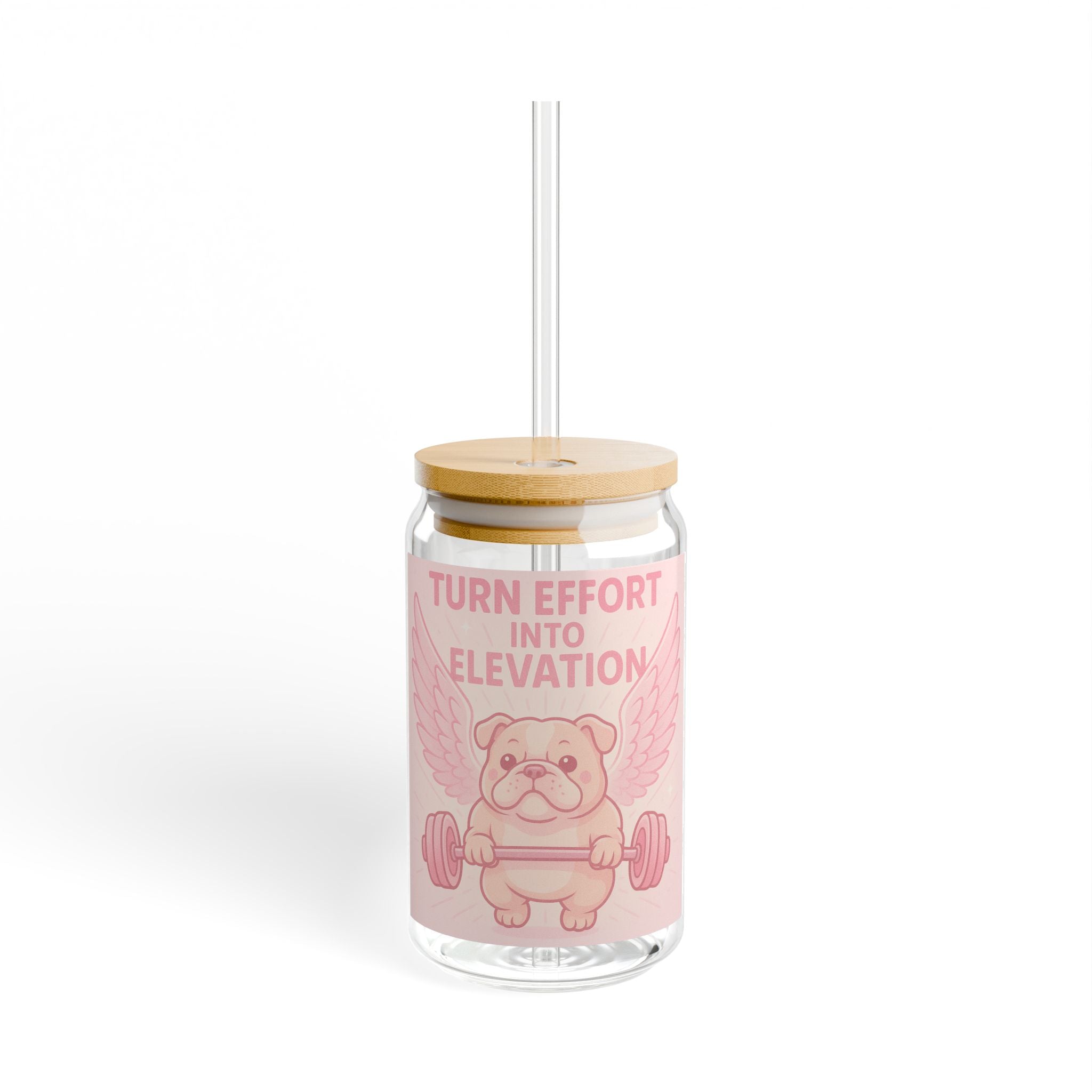 Sipper Glass 'Turn Effort Into Elevation' Bulldog Weightlifting Tumbler, 16oz