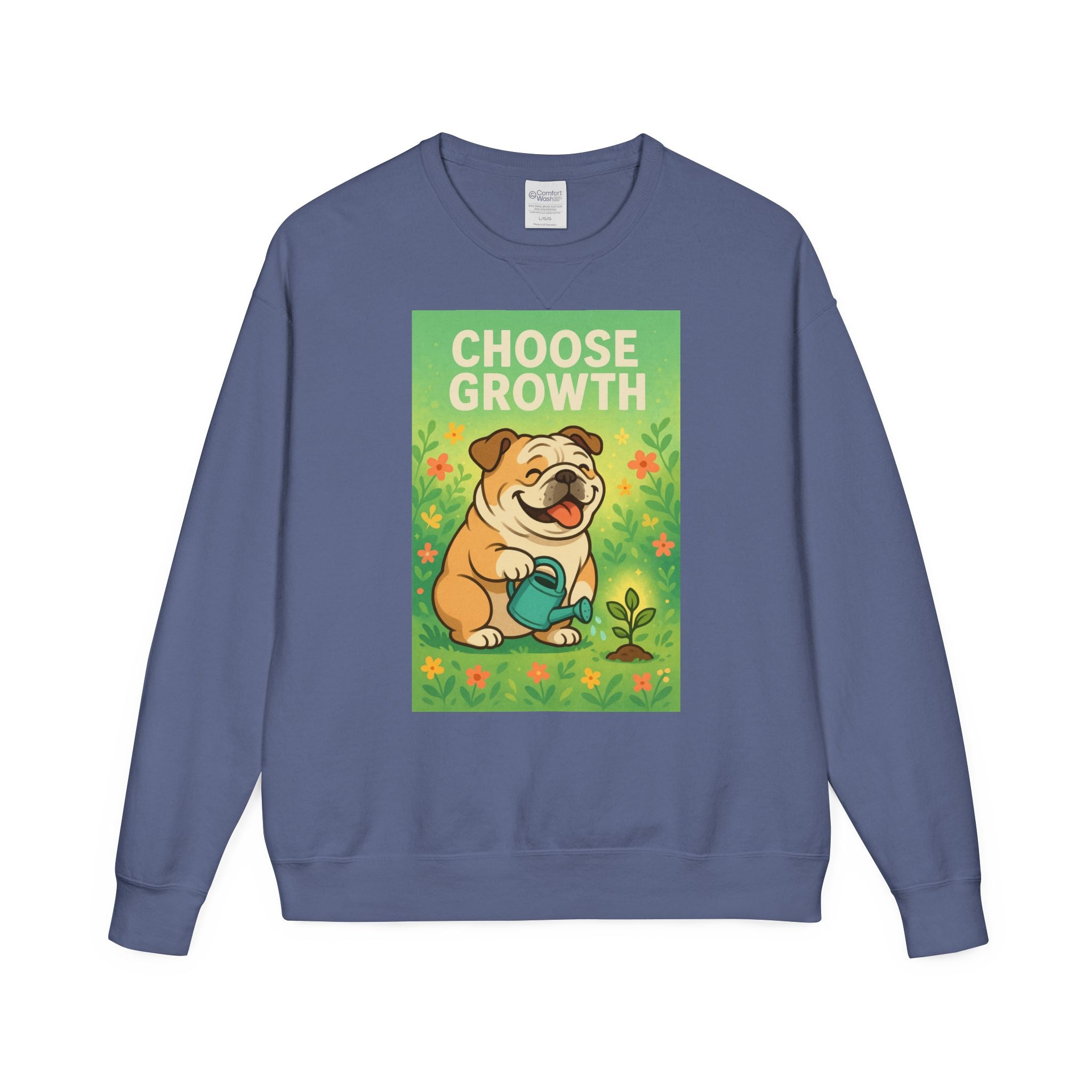 Choose Growth English Bulldog Sweatshirt, Cute Dog Sweater, Positive Vibe Apparel, Gift for Dog Lovers, Cozy Crewneck