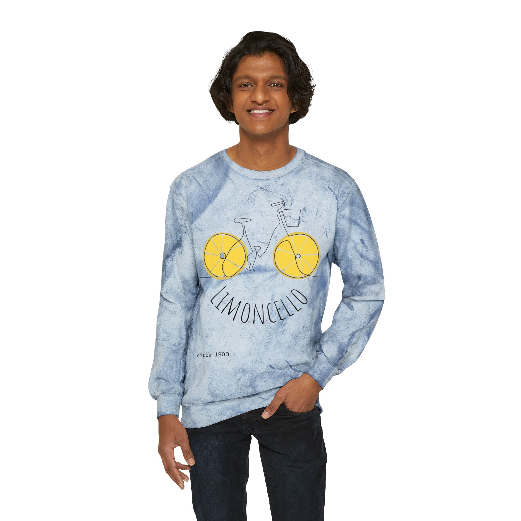 Limoncello Bicycle Crewneck Sweatshirt | Yellow Tie-Dye