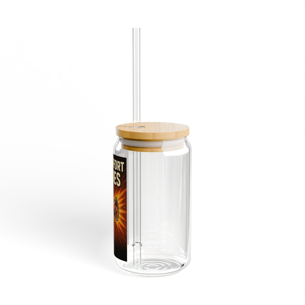 16oz Glass Sipper 'Your Effort Echoes' Bulldog Megaphone Motivational Drinkware