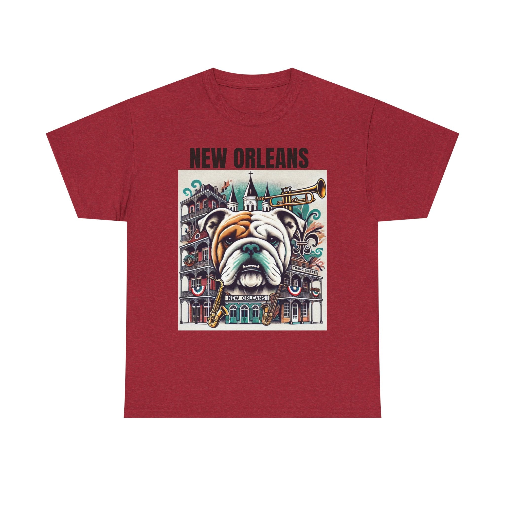 Vintage New Orleans Bulldog Art Unisex Heavy Cotton Tee