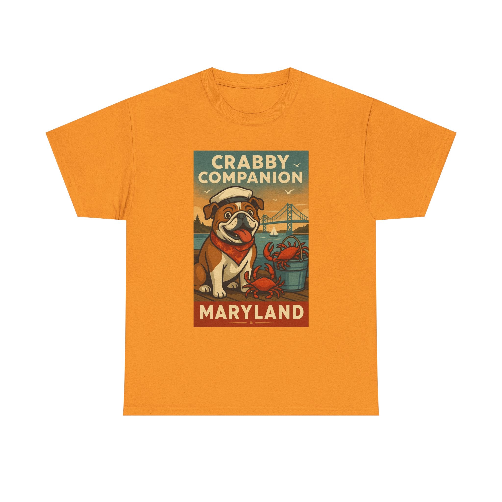 Crabby Maryland Companion Unisex Heavy Cotton Tee Fun Coastal Pet Design