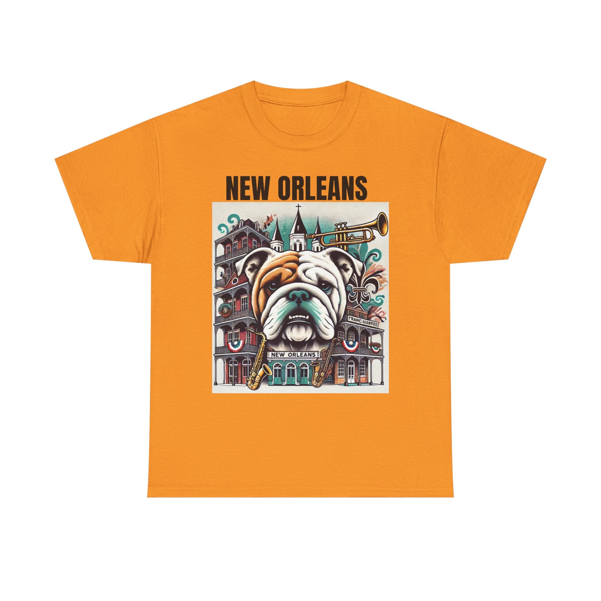 Vintage New Orleans Bulldog Art Unisex Heavy Cotton Tee